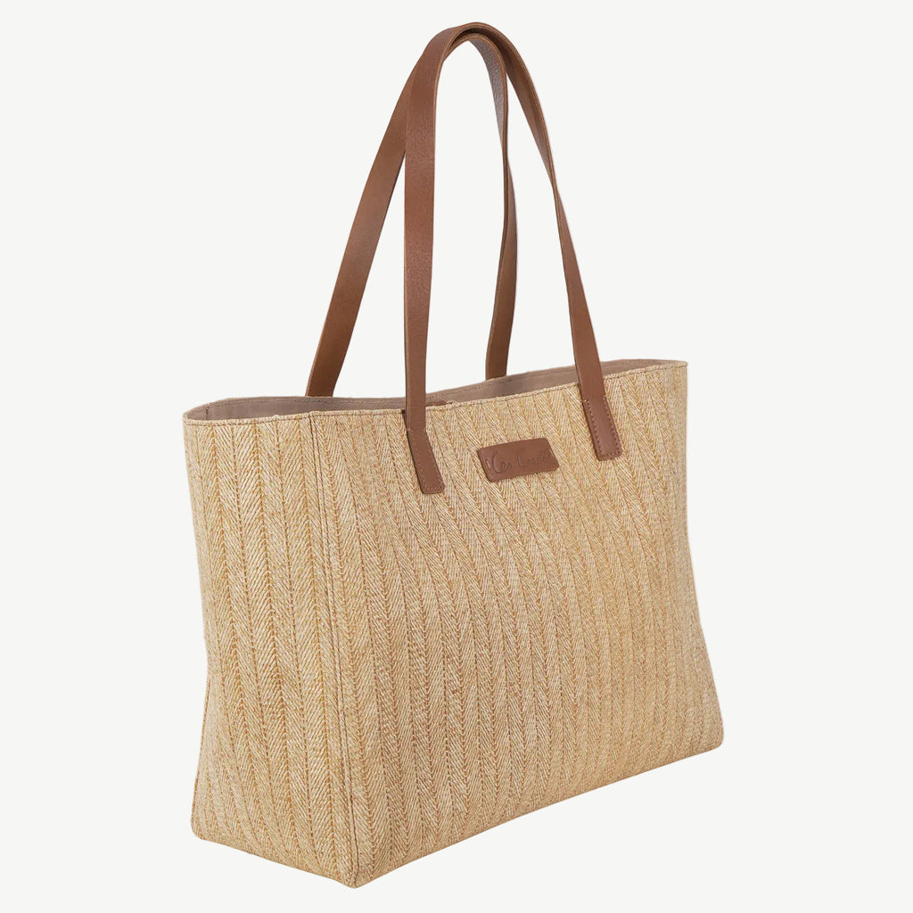 Relaxed Raffia Woven Tote Bag