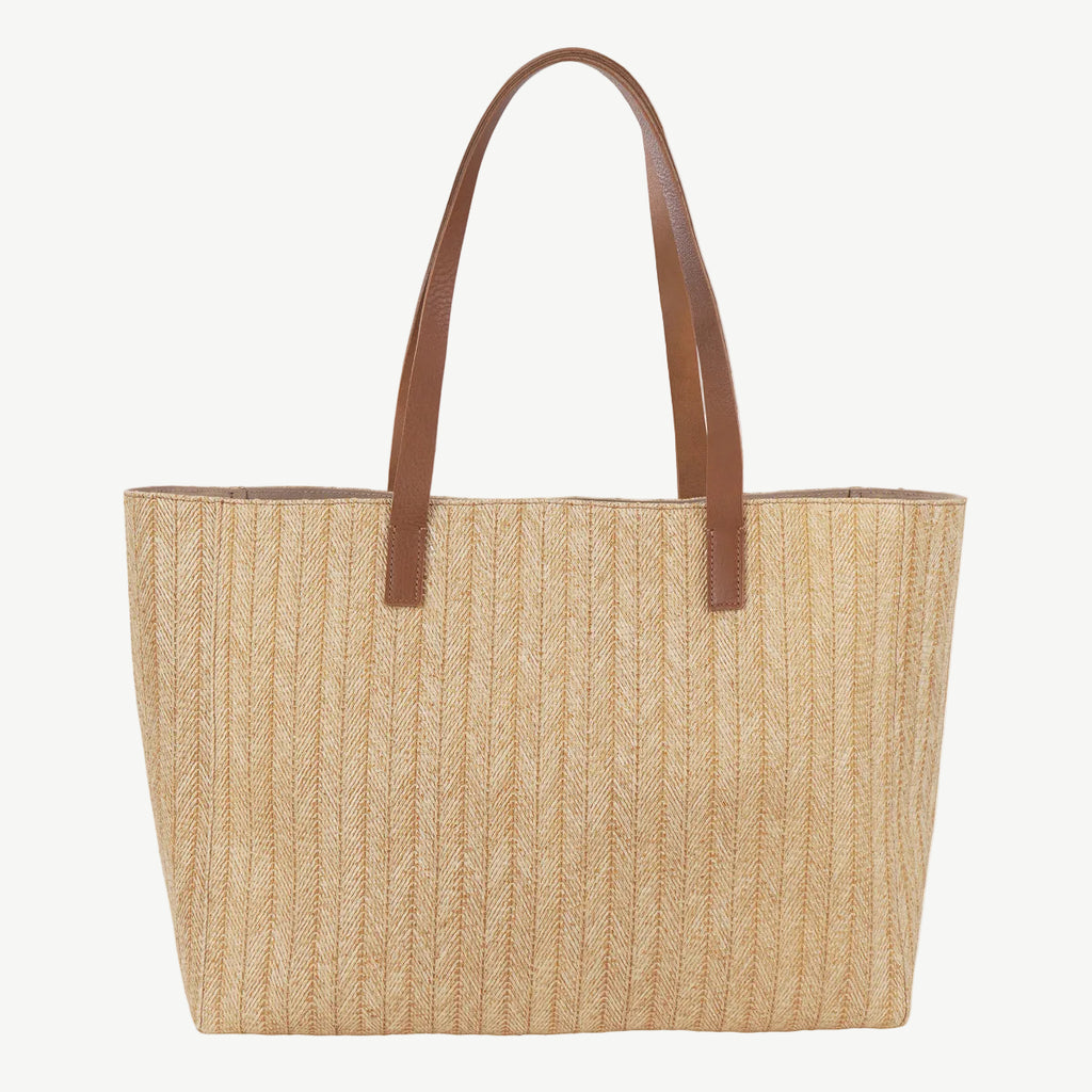 Relaxed Raffia Woven Tote Bag