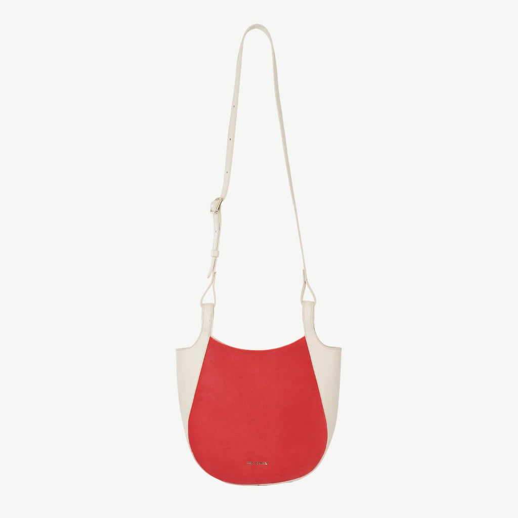 Two-Tone Curved Crossbody Bag Red