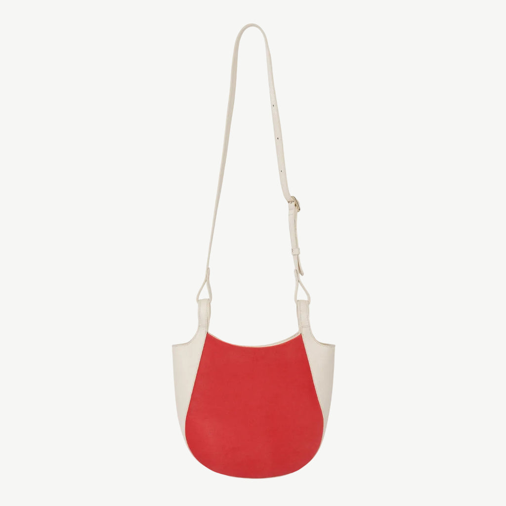 Two-Tone Curved Crossbody Bag Red