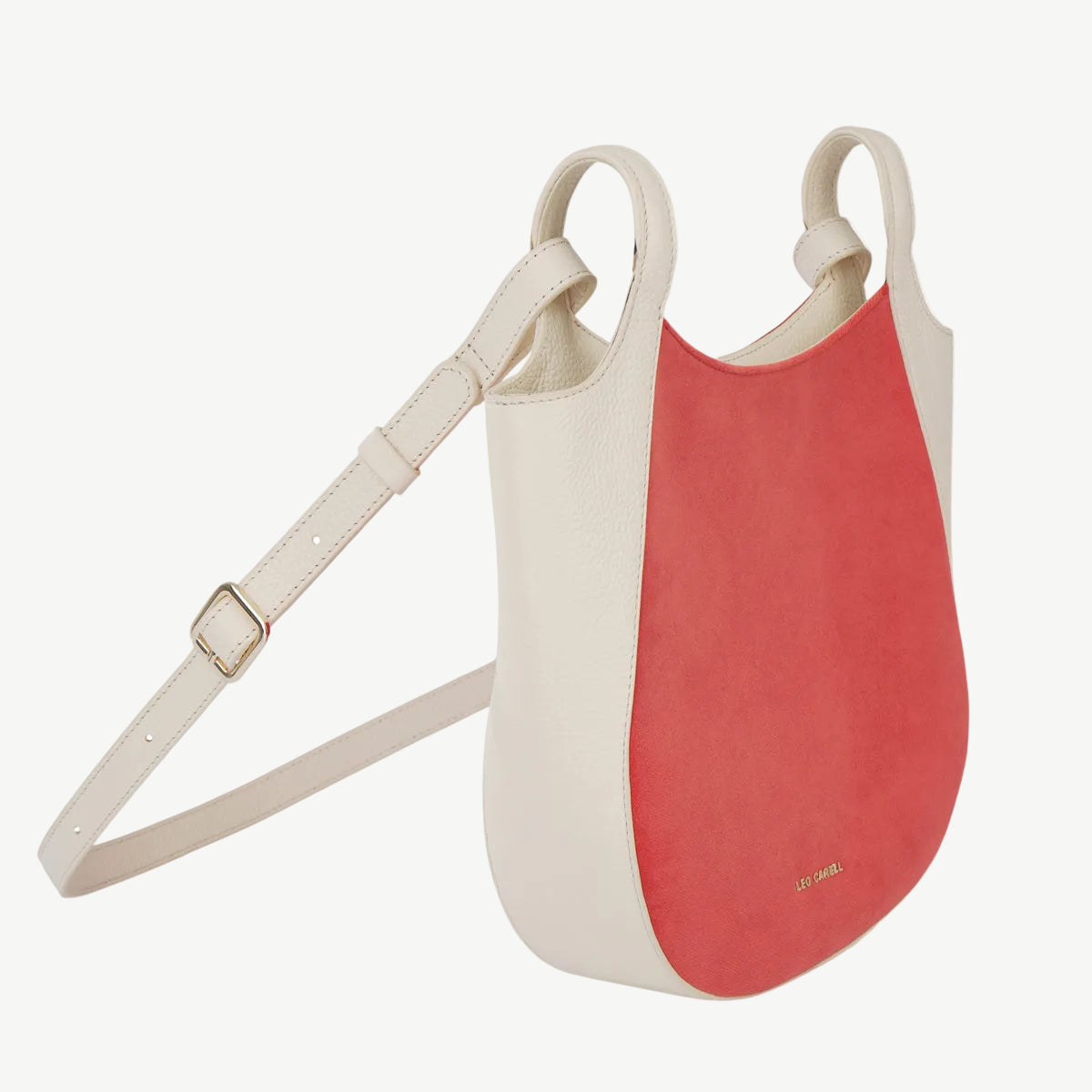 Two-Tone Curved Crossbody Bag Red