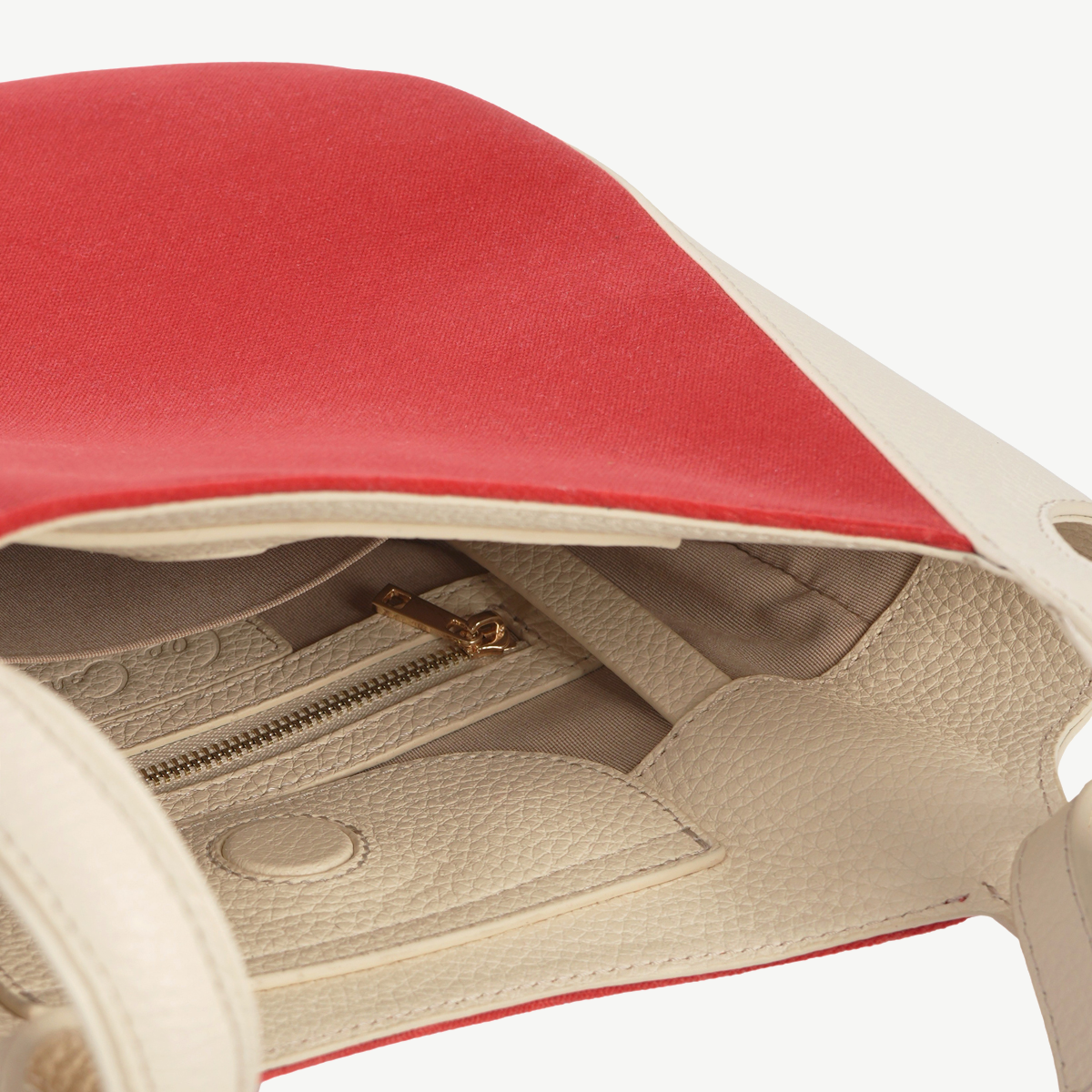 Two-Tone Curved Crossbody Bag Red